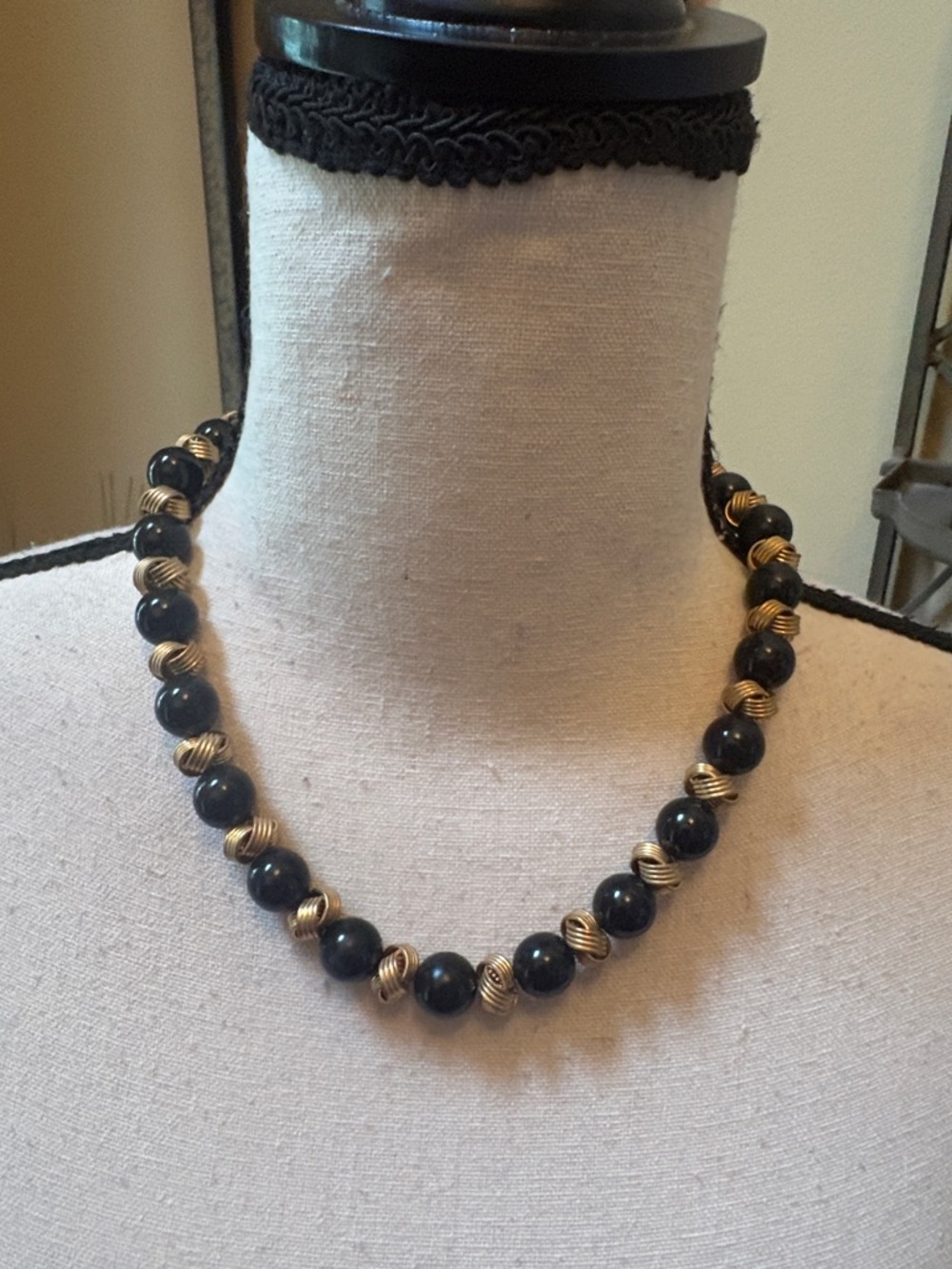 Talbots Black and Gold Beaded Necklace